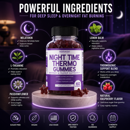 Night Time Fat Burner Gummies (60 Count) Weight Loss Gummies & Metabolism Gummies