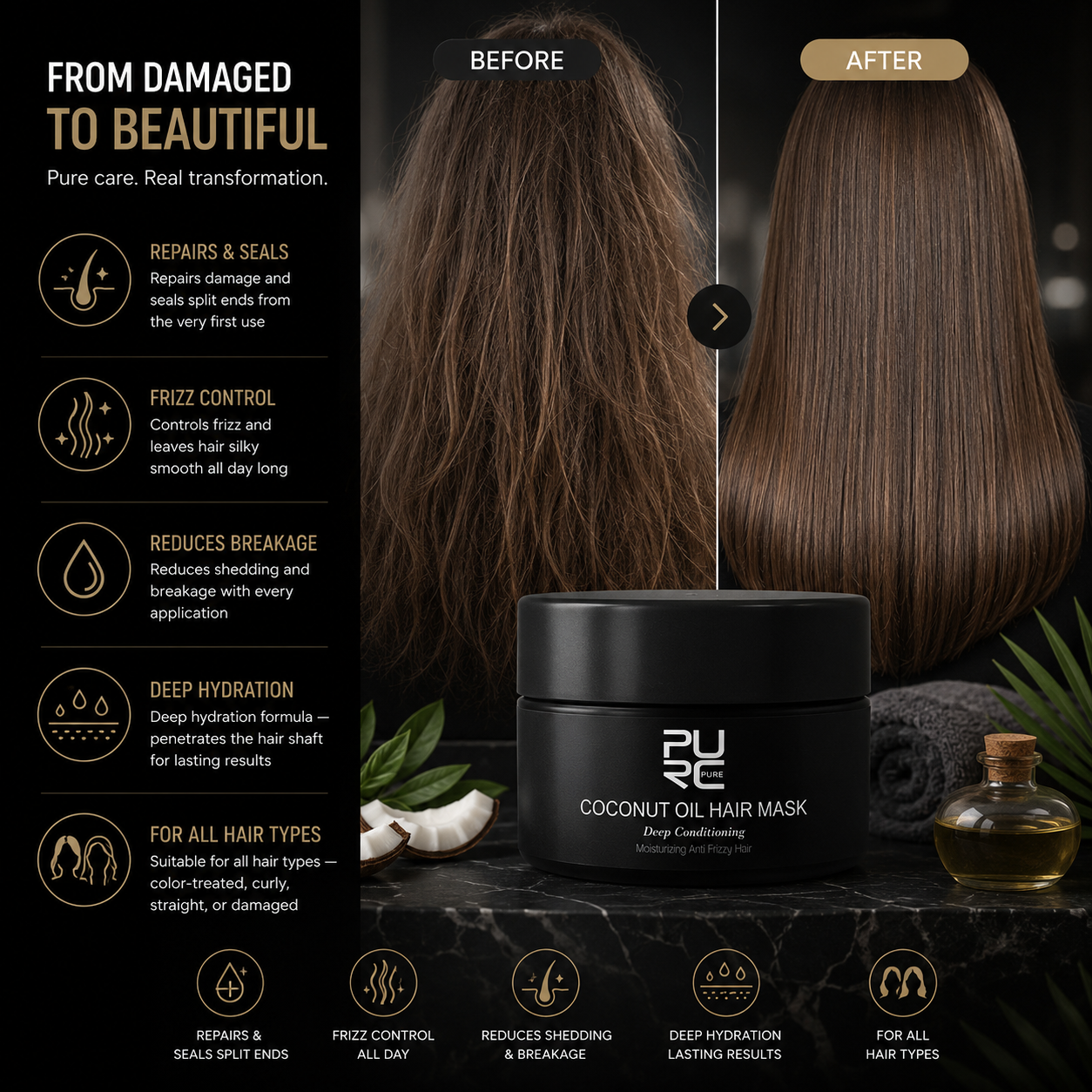 Anti-Shedding Smooth Hair Mask for Frizz Control