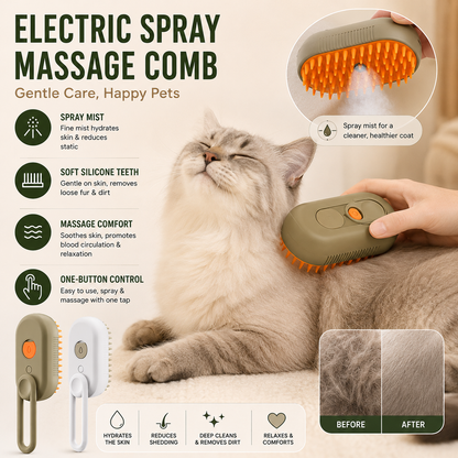 3-in-1 Electric Steam Pet Grooming Brush