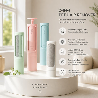 2-in-1 Reusable Pet Hair Remover Brush & Lint Roller