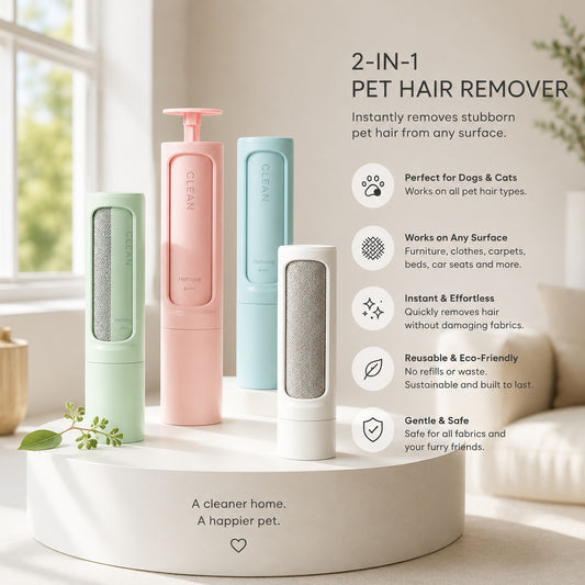 2-in-1 Reusable Pet Hair Remover Brush & Lint Roller